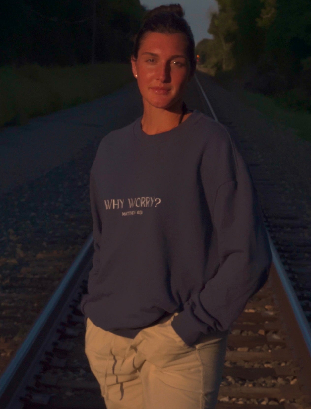 Why Worry Crewneck Sweater (Blue)