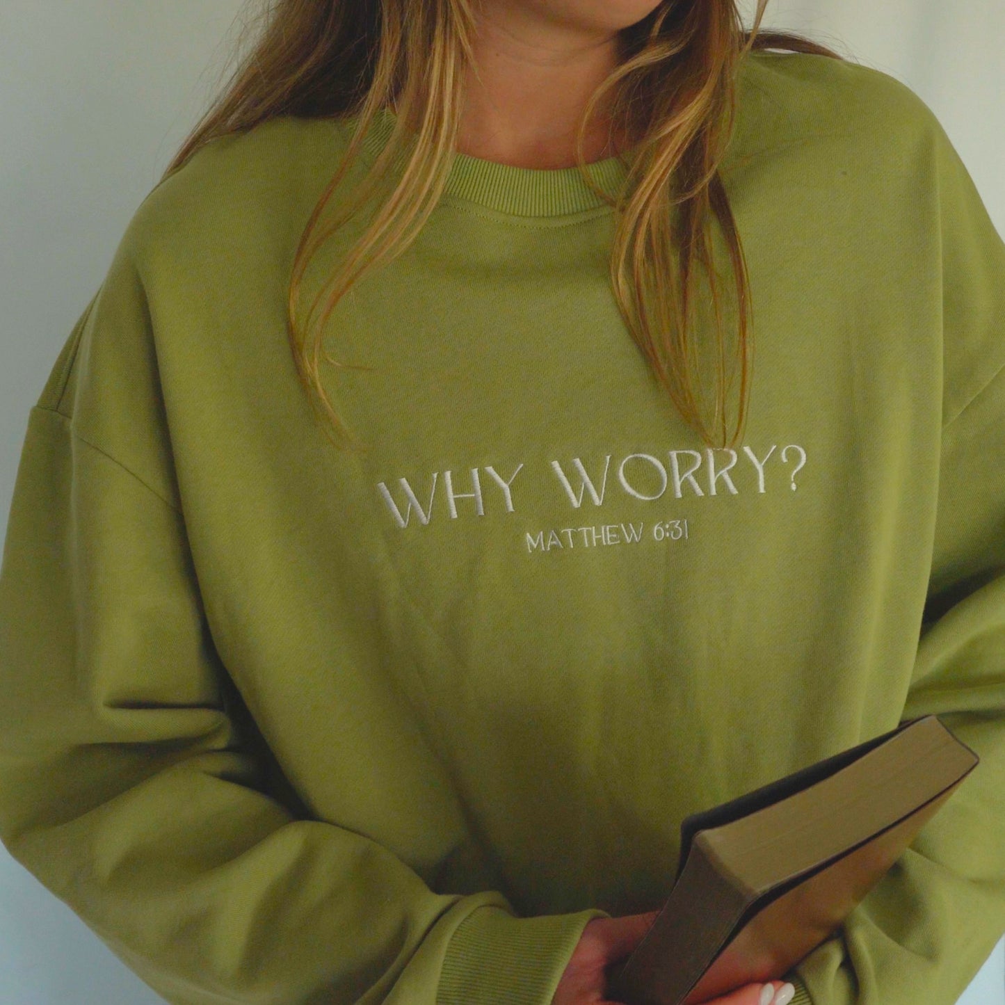 Why Worry Crewneck Sweater (Light Green)